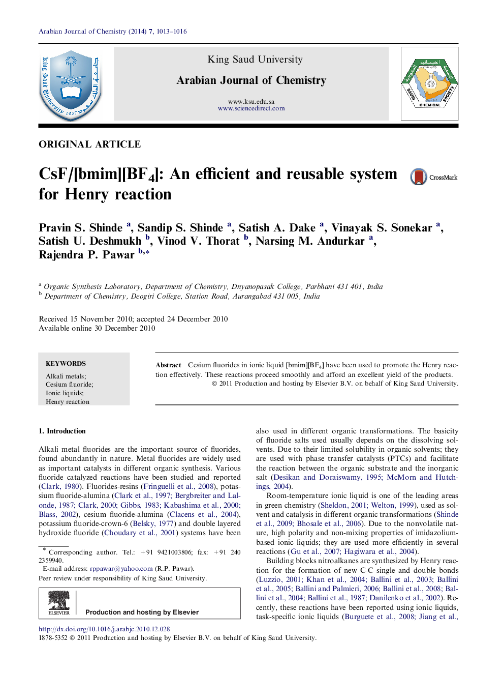 CsF/[bmim][BF4]: An efficient and reusable system for Henry reaction 