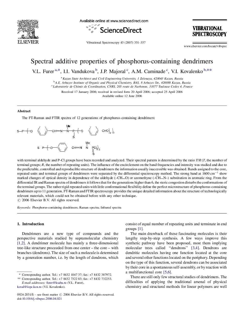 Spectral additive properties of phosphorus-containing dendrimers