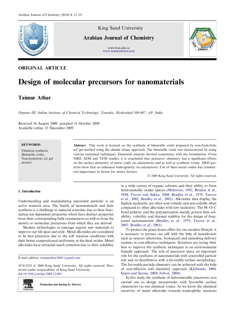 Design of molecular precursors for nanomaterials 