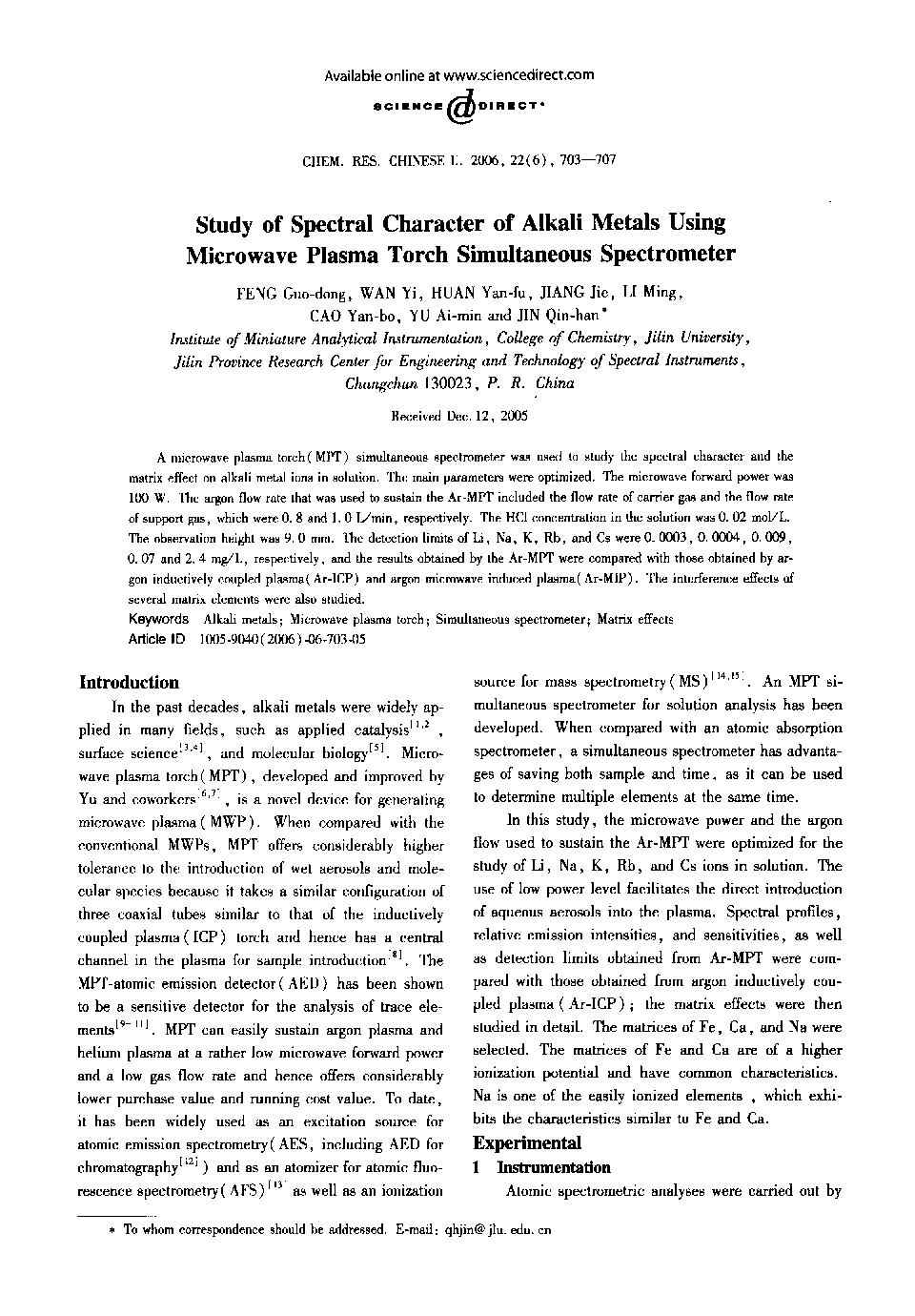 Study of Spectral Character of Alkali Metals Using Microwave Plasma Torch Simultaneous Spectrometer