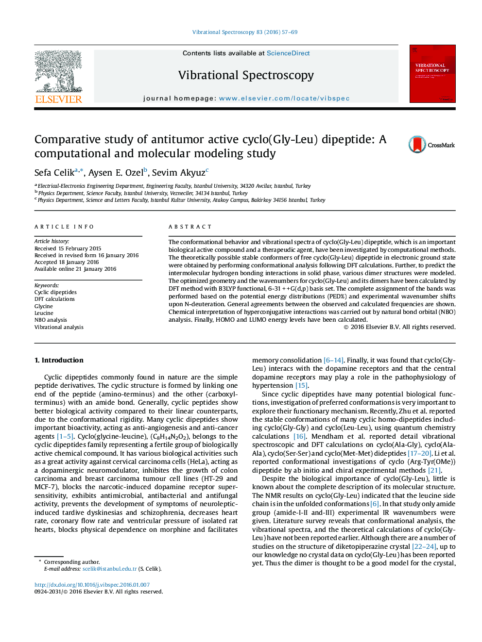 Comparative study of antitumor active cyclo(Gly-Leu) dipeptide: A computational and molecular modeling study