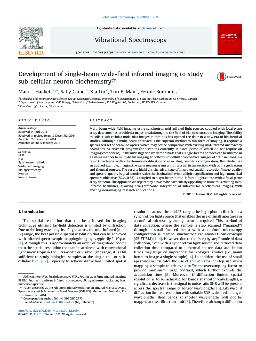 Development of single-beam wide-field infrared imaging to study sub-cellular neuron biochemistry 