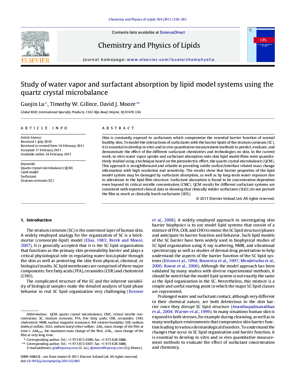 Study of water vapor and surfactant absorption by lipid model systems using the quartz crystal microbalance