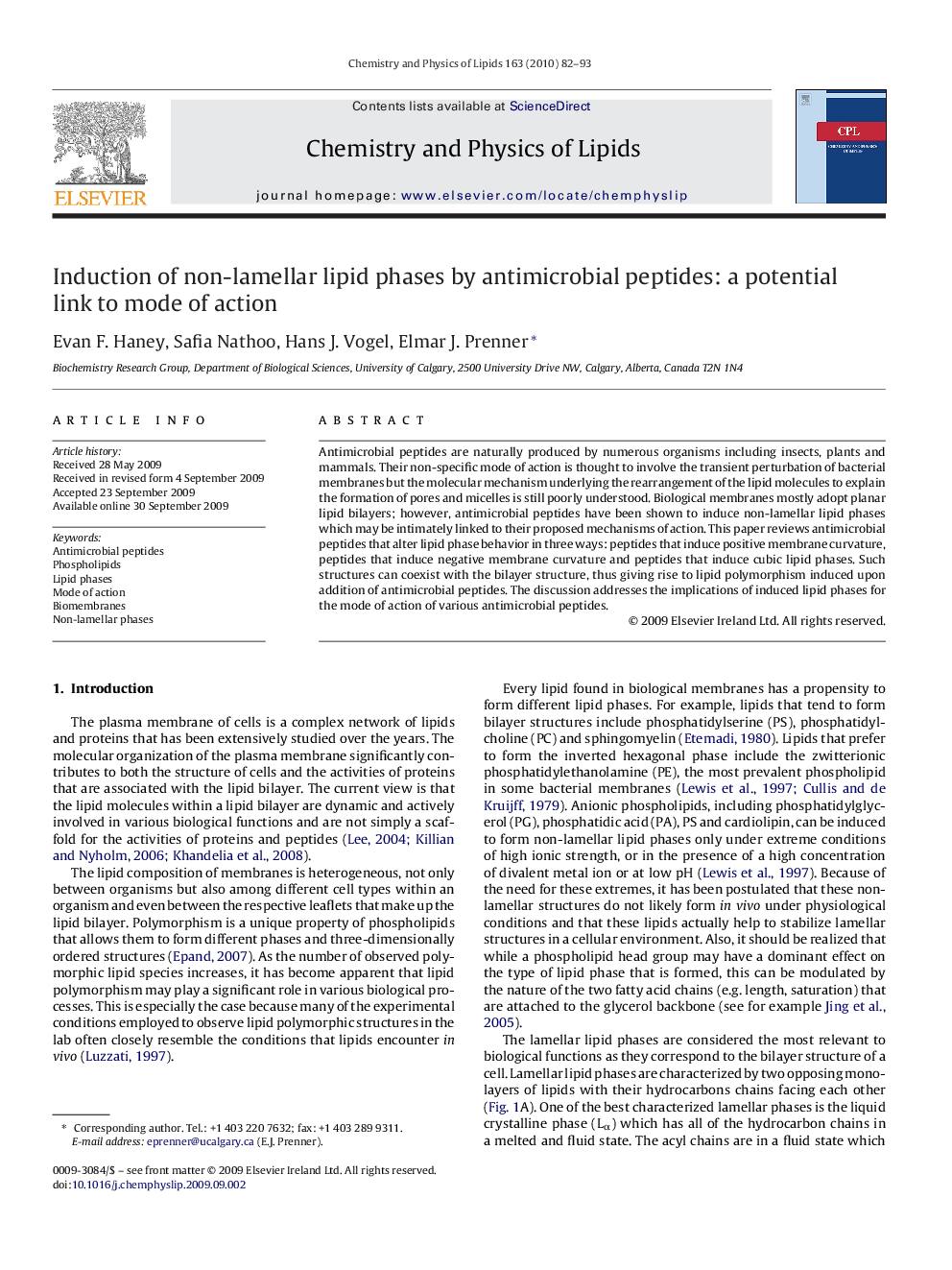 Induction of non-lamellar lipid phases by antimicrobial peptides: a potential link to mode of action