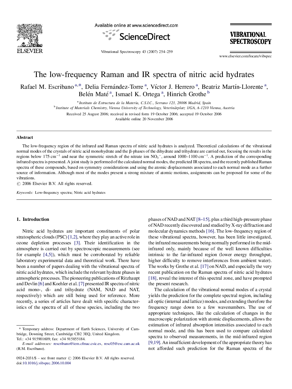 The low-frequency Raman and IR spectra of nitric acid hydrates