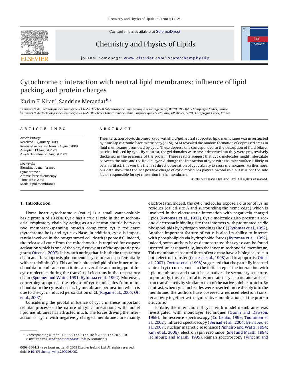 Cytochrome c interaction with neutral lipid membranes: influence of lipid packing and protein charges