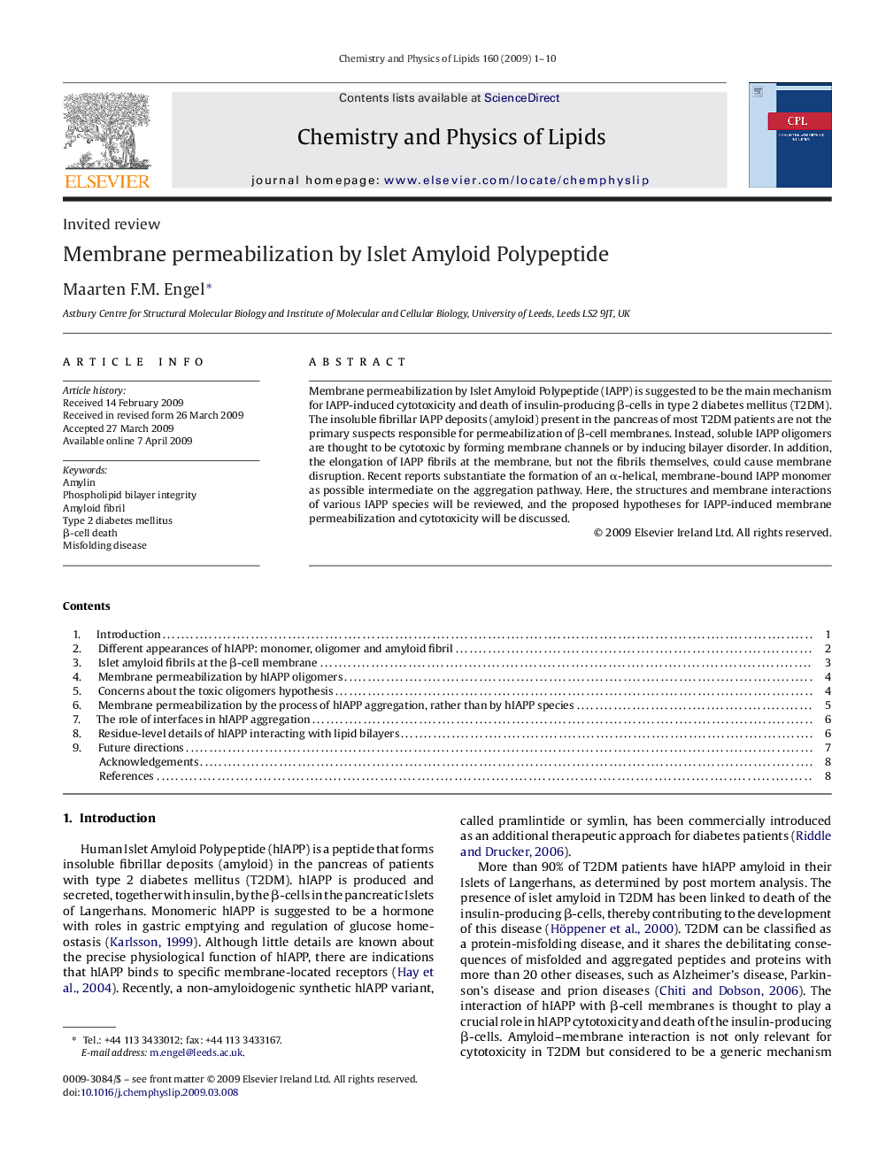 Membrane permeabilization by Islet Amyloid Polypeptide