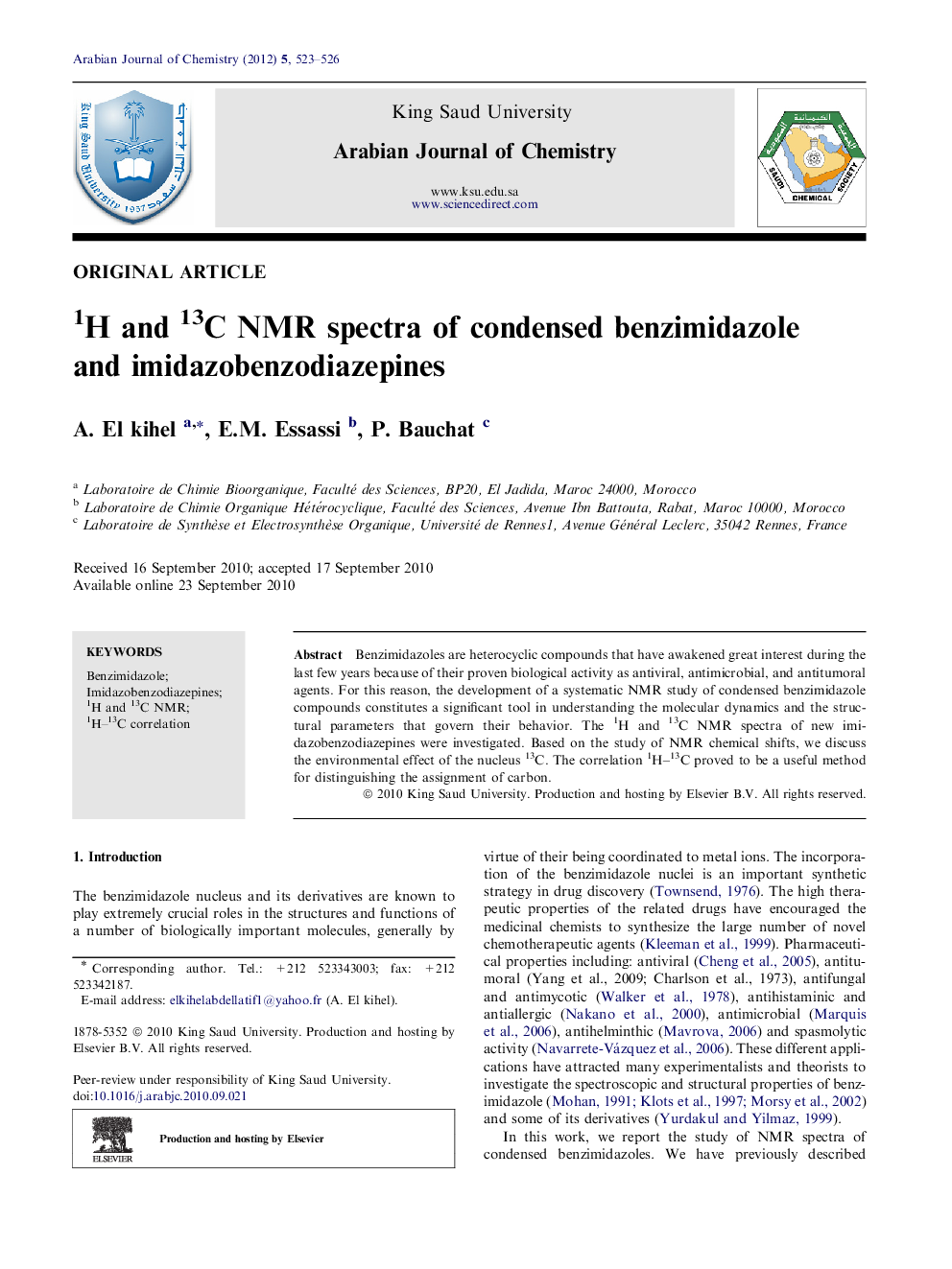 1H and 13C NMR spectra of condensed benzimidazole and imidazobenzodiazepines 