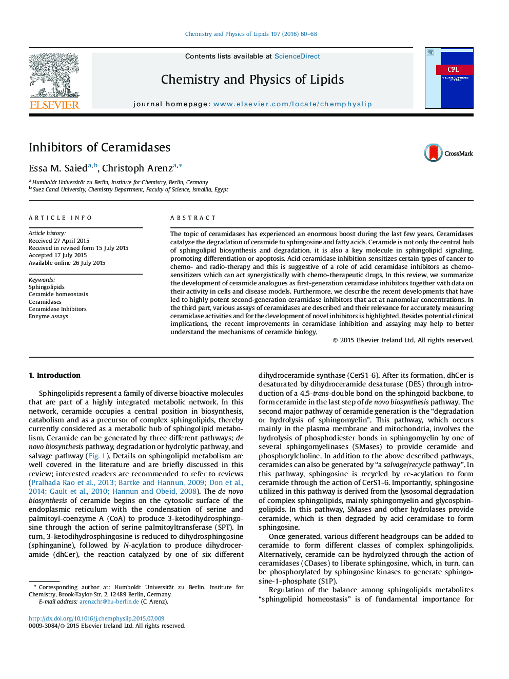 Inhibitors of Ceramidases