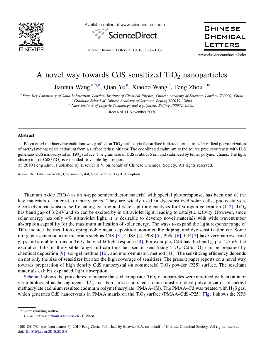 A novel way towards CdS sensitized TiO2 nanoparticles