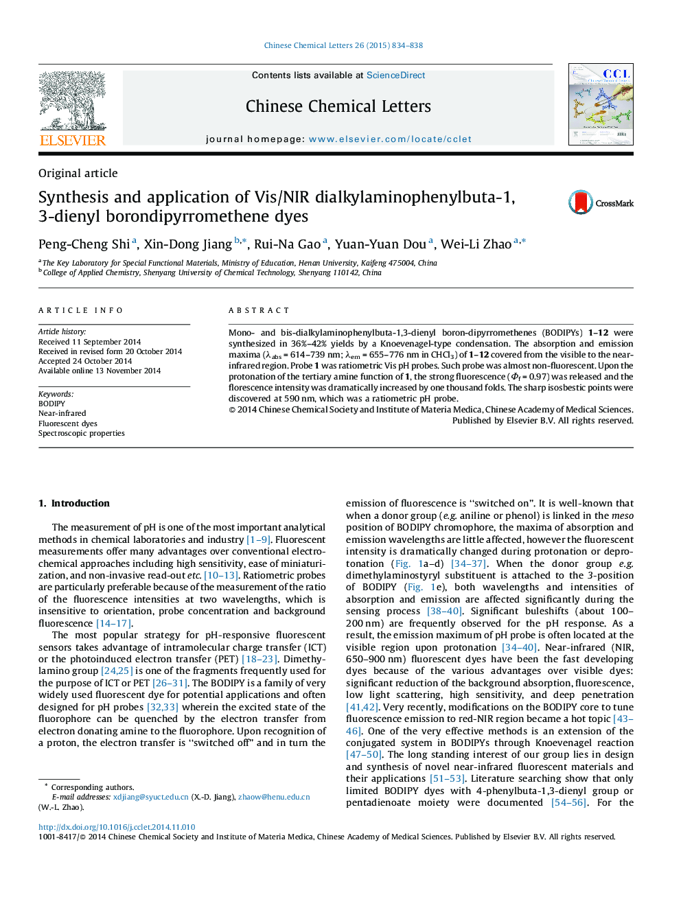 Synthesis and application of Vis/NIR dialkylaminophenylbuta-1,3-dienyl borondipyrromethene dyes