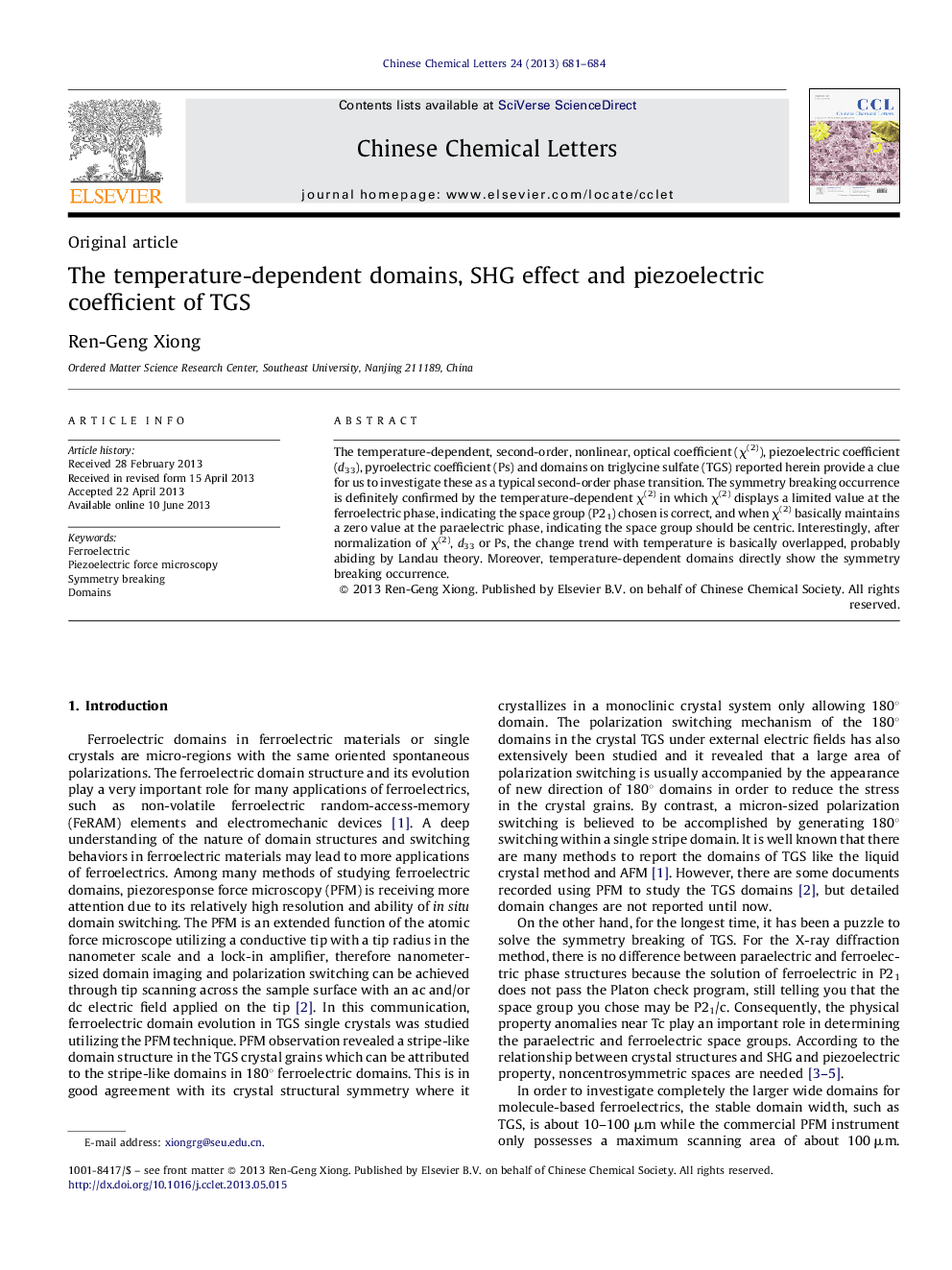 The temperature-dependent domains, SHG effect and piezoelectric coefficient of TGS