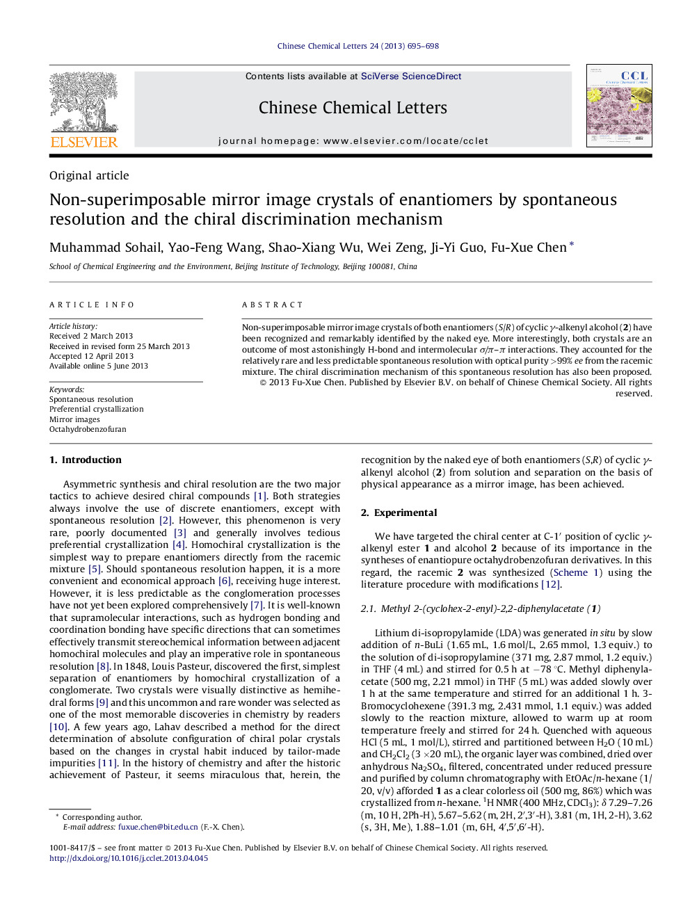 Non-superimposable mirror image crystals of enantiomers by spontaneous resolution and the chiral discrimination mechanism