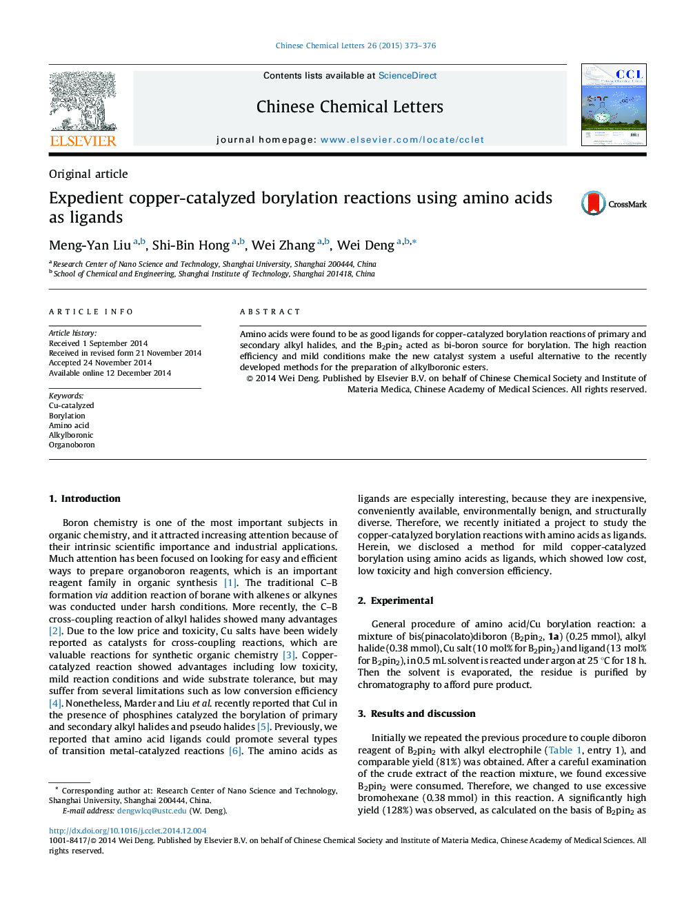 Expedient copper-catalyzed borylation reactions using amino acids as ligands