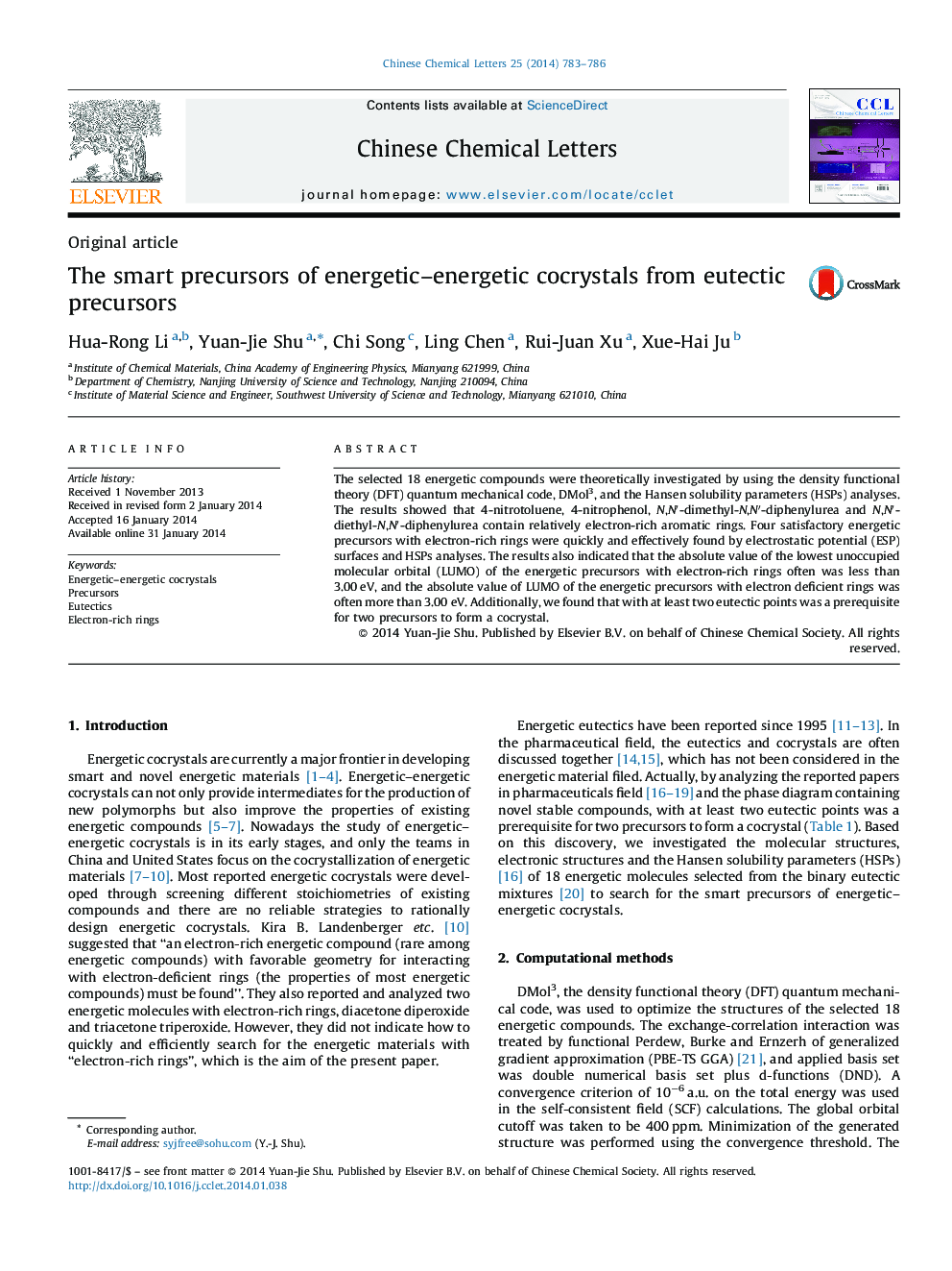 The smart precursors of energetic–energetic cocrystals from eutectic precursors