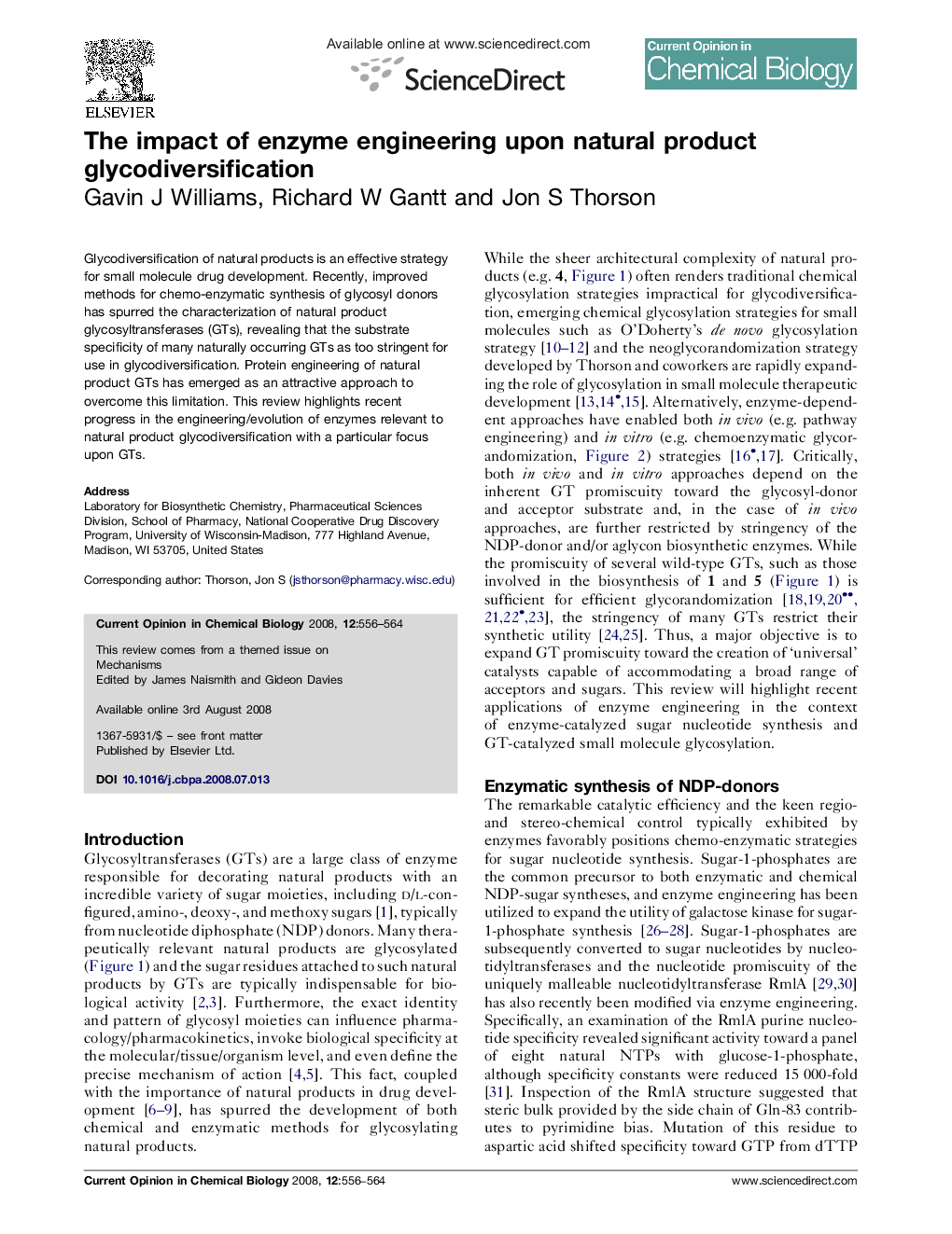 The impact of enzyme engineering upon natural product glycodiversification