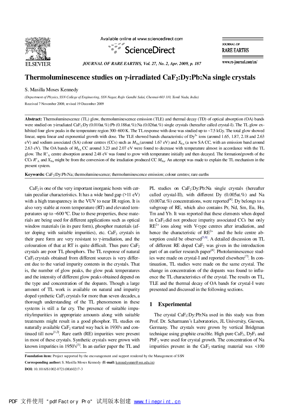 Thermoluminescence studies on γ-irradiated CaF2:Dy:Pb:Na single crystals 