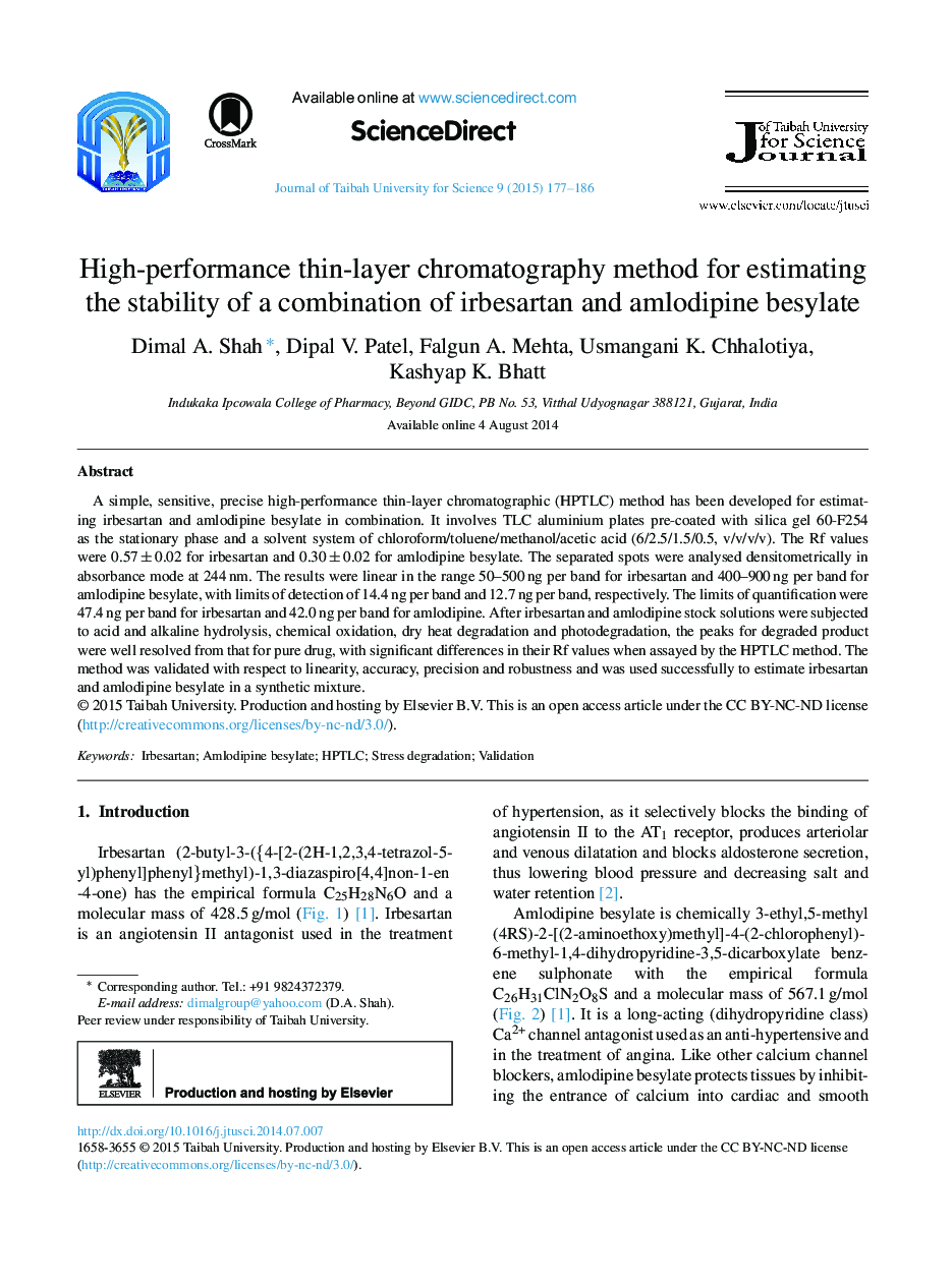 High-performance thin-layer chromatography method for estimating the stability of a combination of irbesartan and amlodipine besylate 