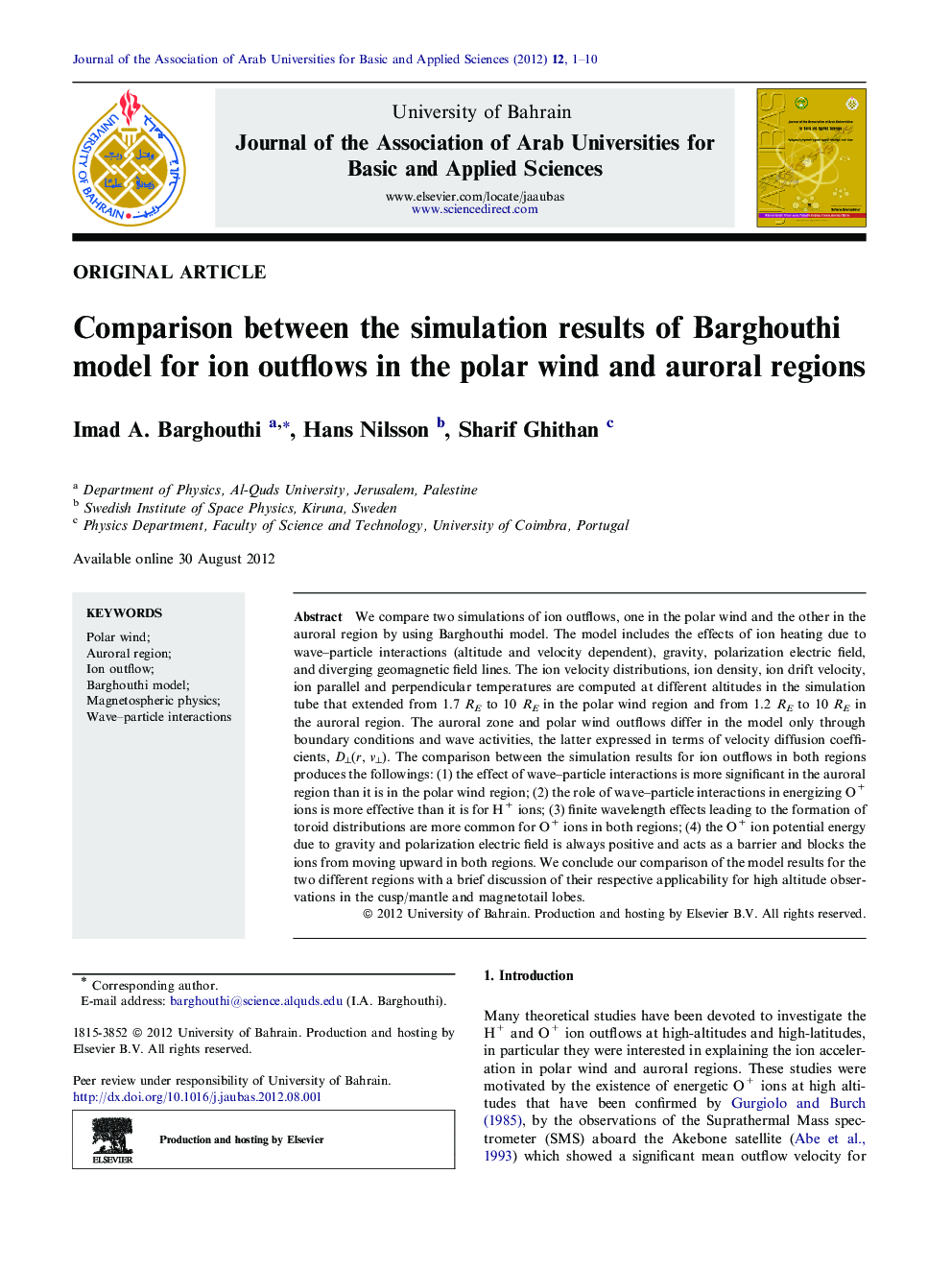 Comparison between the simulation results of Barghouthi model for ion outflows in the polar wind and auroral regions 