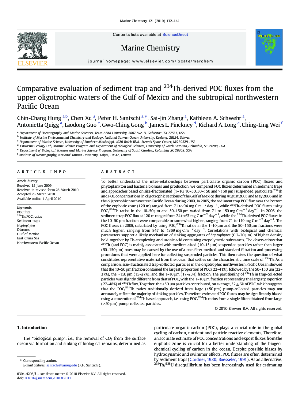 Comparative evaluation of sediment trap and 234Th-derived POC fluxes from the upper oligotrophic waters of the Gulf of Mexico and the subtropical northwestern Pacific Ocean