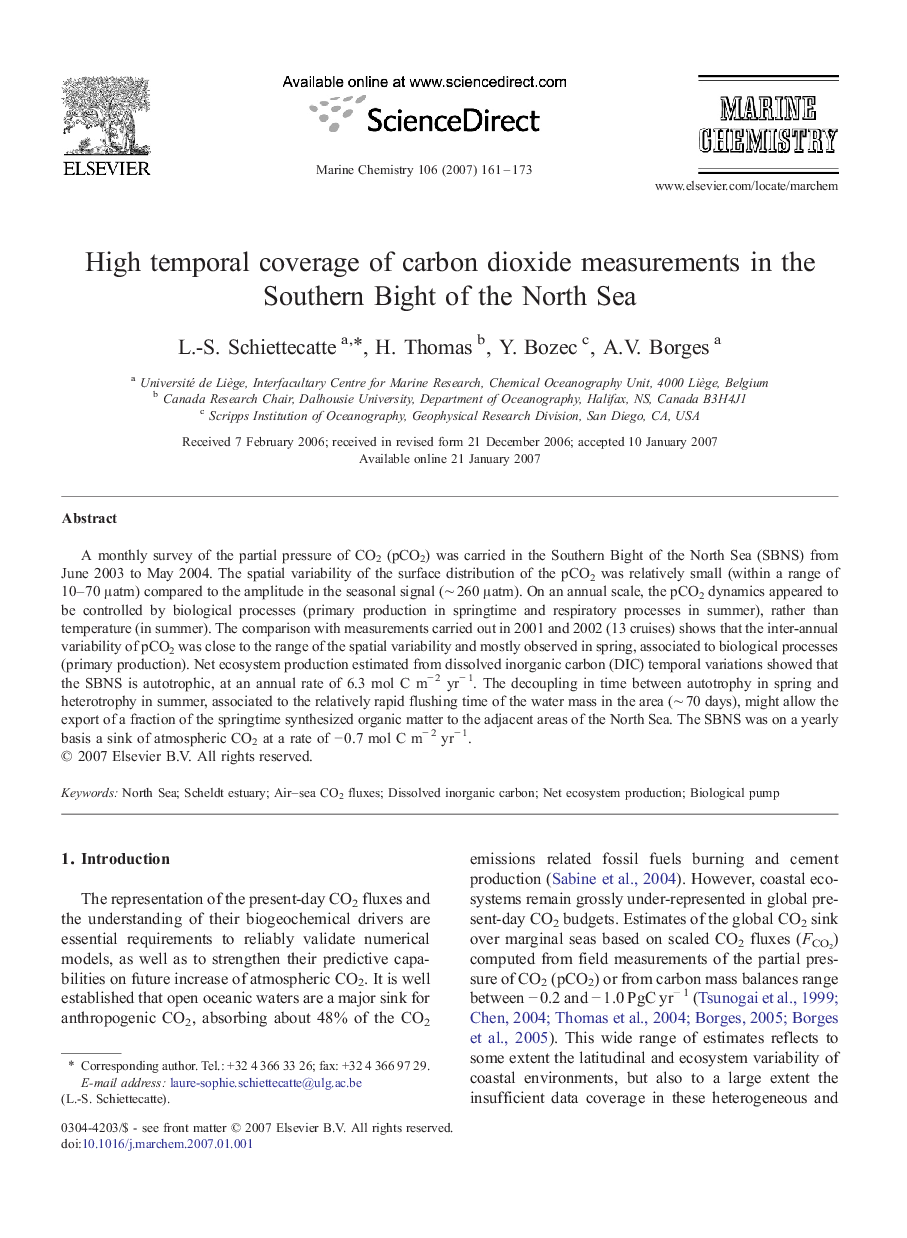 High temporal coverage of carbon dioxide measurements in the Southern Bight of the North Sea