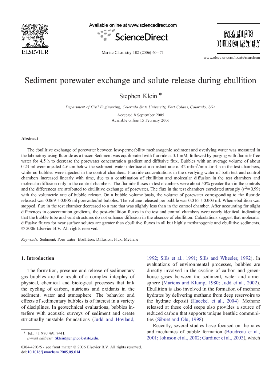 Sediment porewater exchange and solute release during ebullition