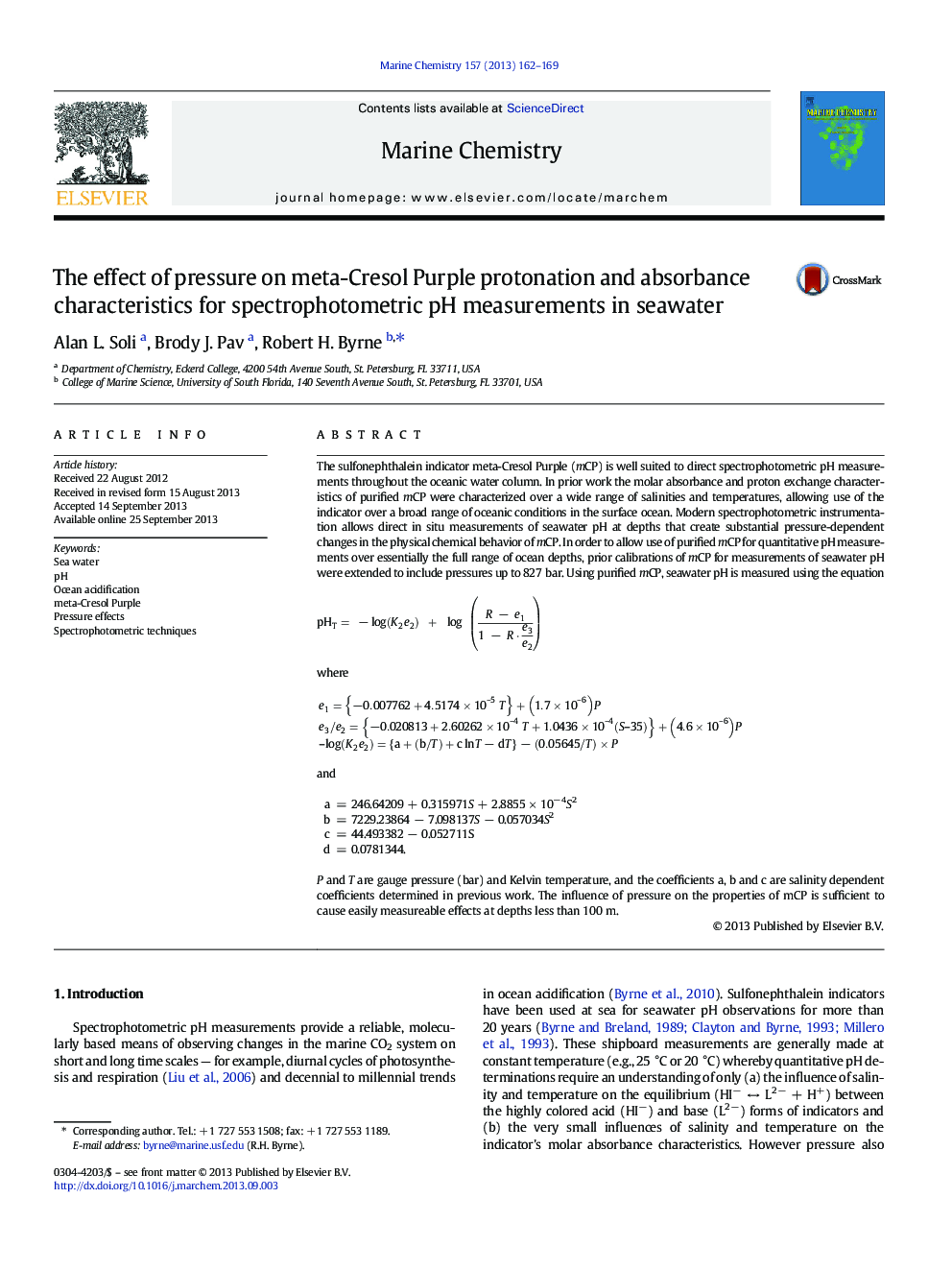 The effect of pressure on meta-Cresol Purple protonation and absorbance characteristics for spectrophotometric pH measurements in seawater