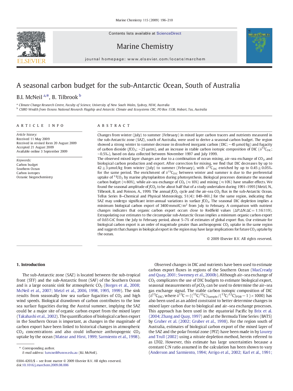 A seasonal carbon budget for the sub-Antarctic Ocean, South of Australia