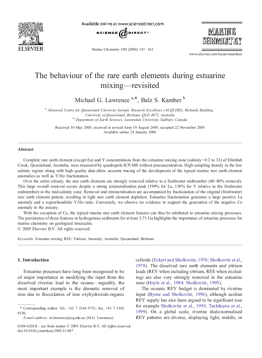 The behaviour of the rare earth elements during estuarine mixing—revisited