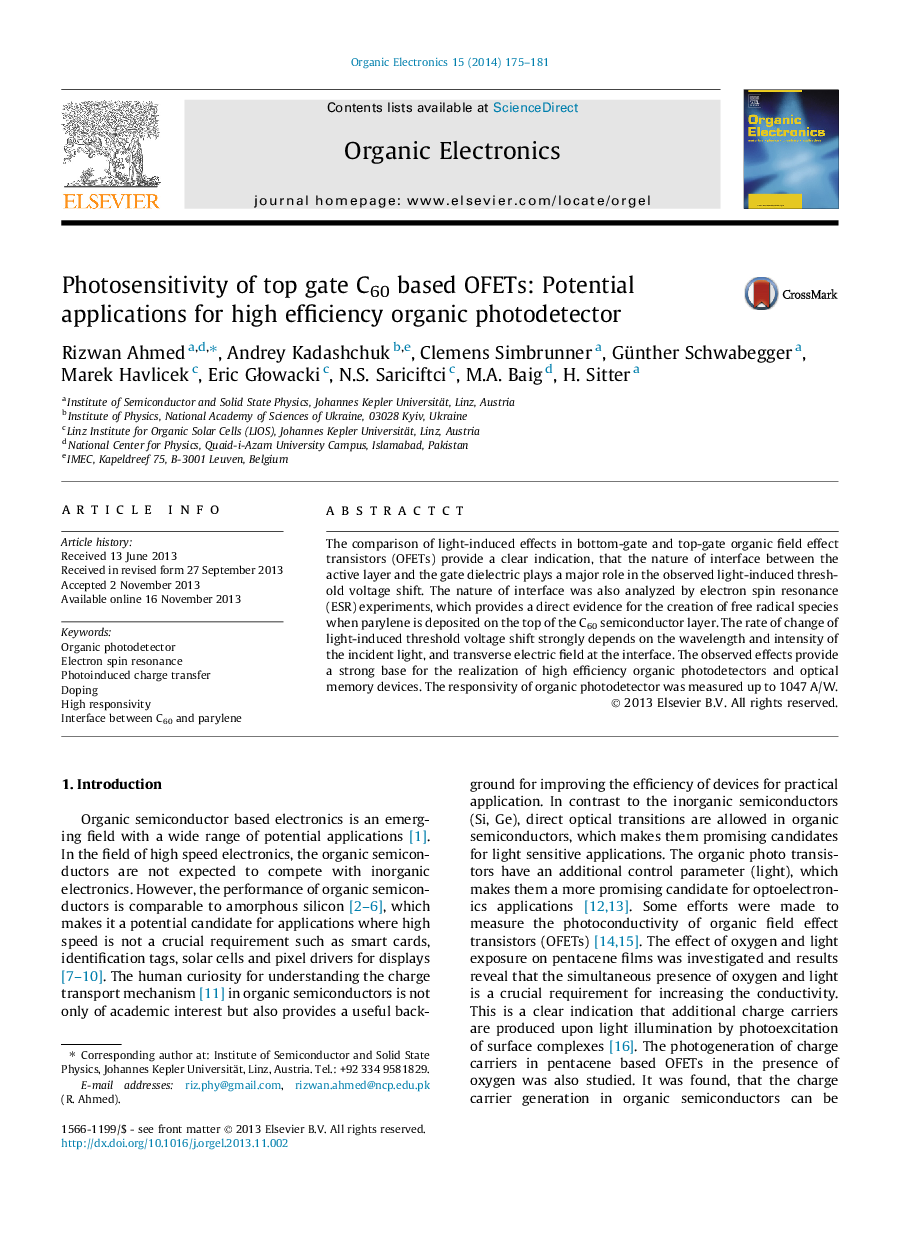 Photosensitivity of top gate C60 based OFETs: Potential applications for high efficiency organic photodetector