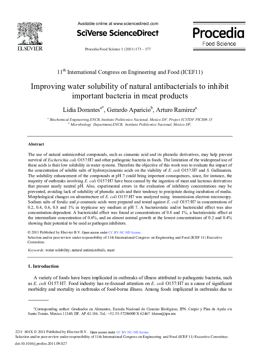 Improving water solubility of natural antibacterials to inhibit important bacteria in meat products