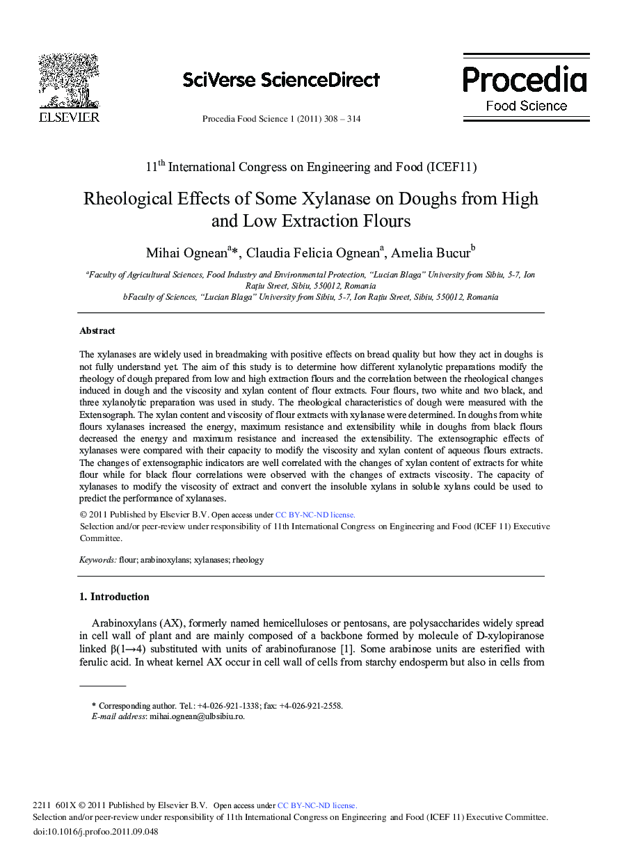 Rheological Effects of Some Xylanase on Doughs from High and Low Extraction Flours