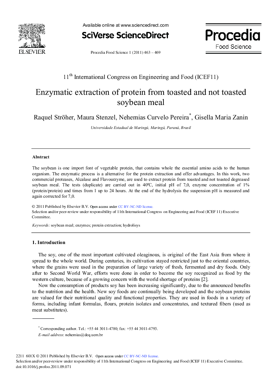 Enzymatic extraction of protein from toasted and not toasted soybean meal