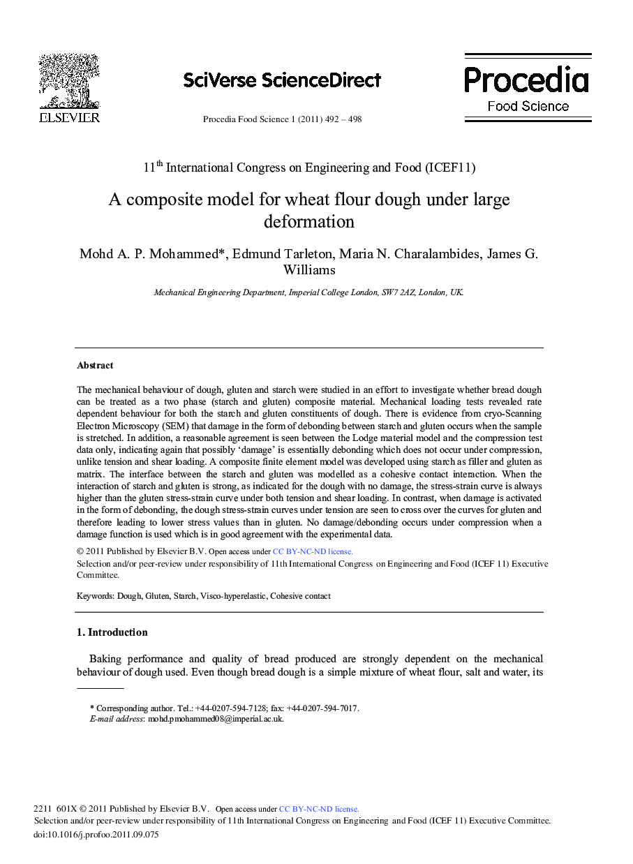 A composite model for wheat flour dough under large deformation