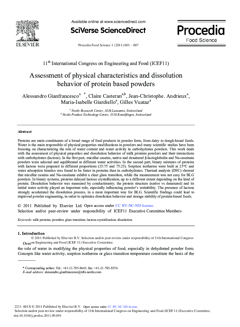 Assessment of physical characteristics and dissolution behavior of protein based powders