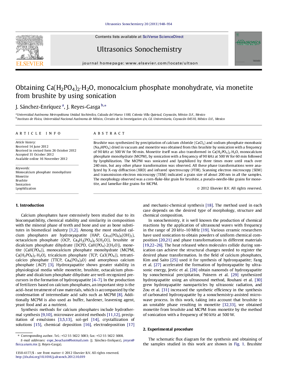 Obtaining Ca(H2PO4)2·H2O, monocalcium phosphate monohydrate, via monetite from brushite by using sonication