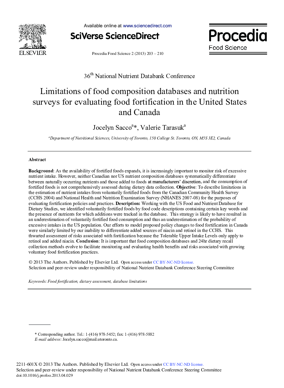 Limitations of Food Composition Databases and Nutrition Surveys for Evaluating Food Fortification in the United States and Canada 
