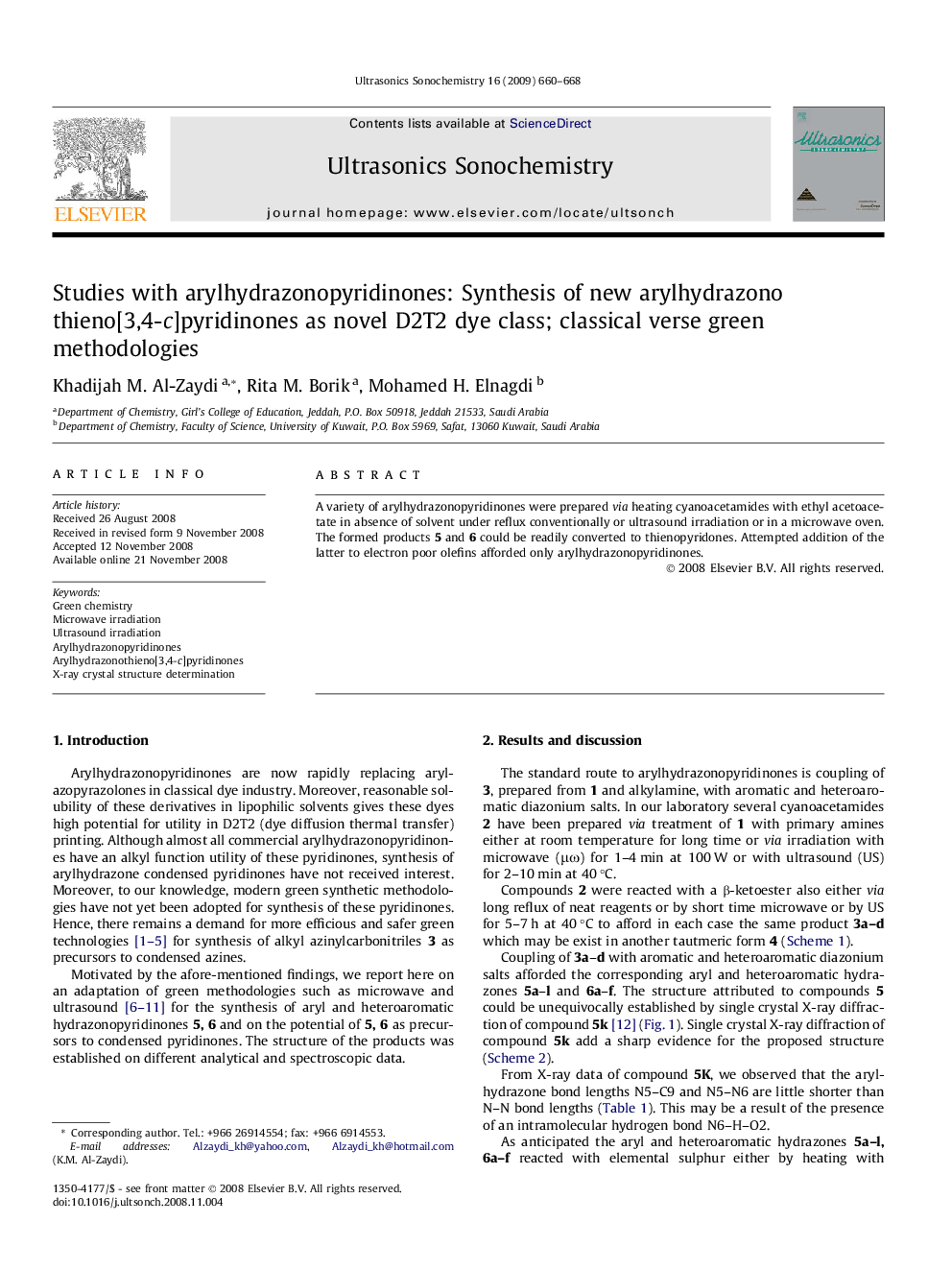 Studies with arylhydrazonopyridinones: Synthesis of new arylhydrazono thieno[3,4-c]pyridinones as novel D2T2 dye class; classical verse green methodologies