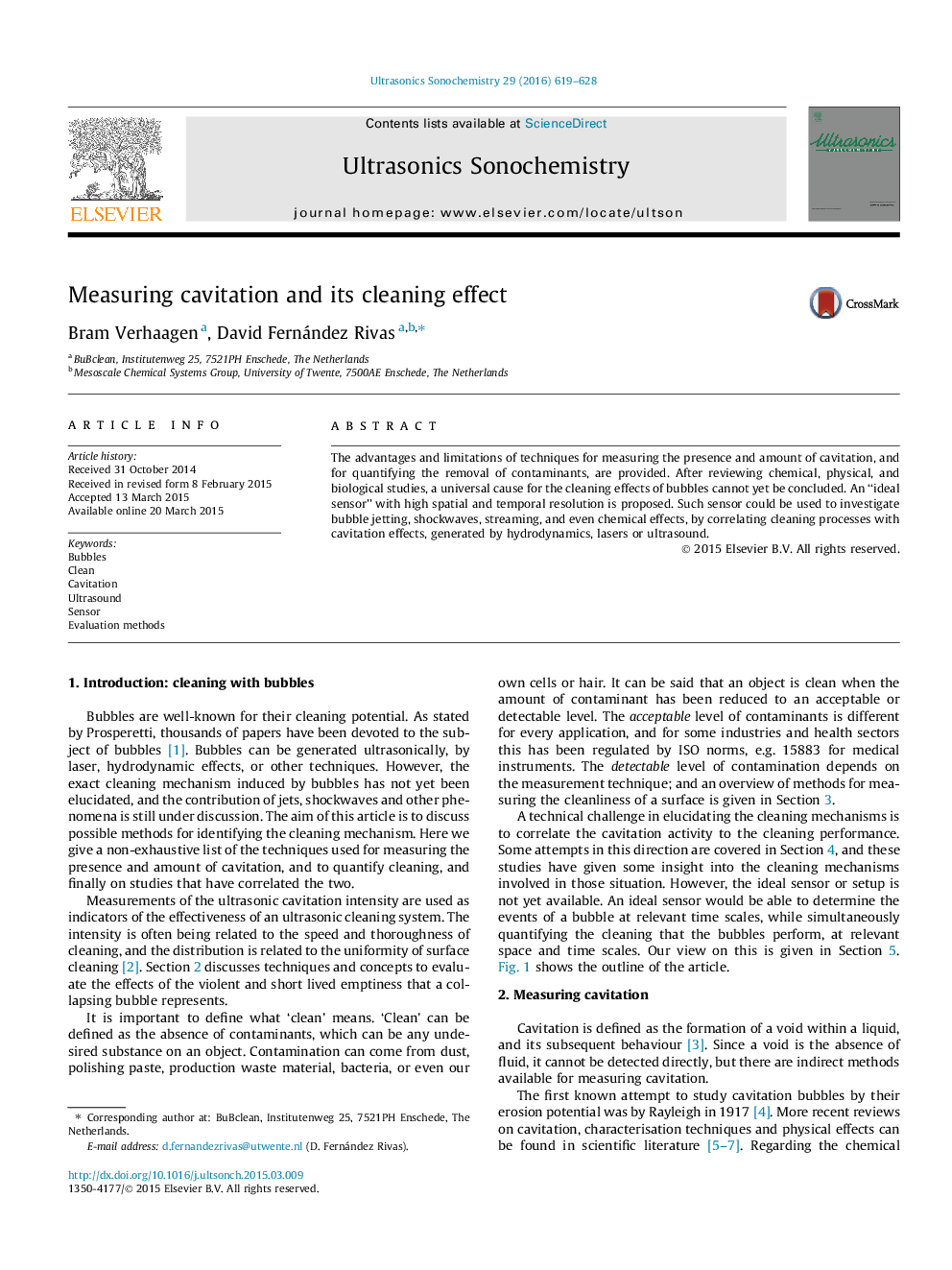 Measuring cavitation and its cleaning effect