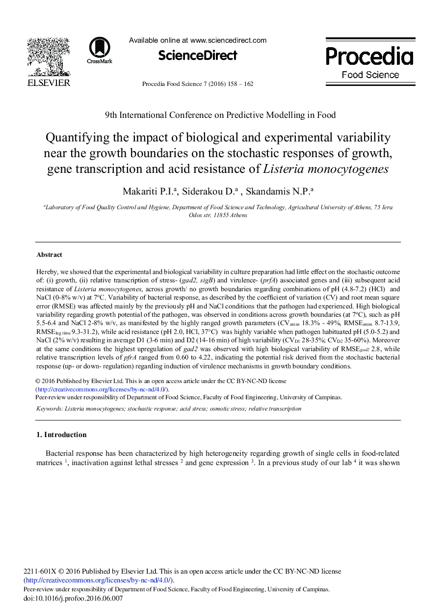 Quantifying the Impact of Biological and Experimental Variability Near the Growth Boundaries on the Stochastic Responses of Growth, Gene Transcription and Acid Resistance of Listeria monocytogenes 