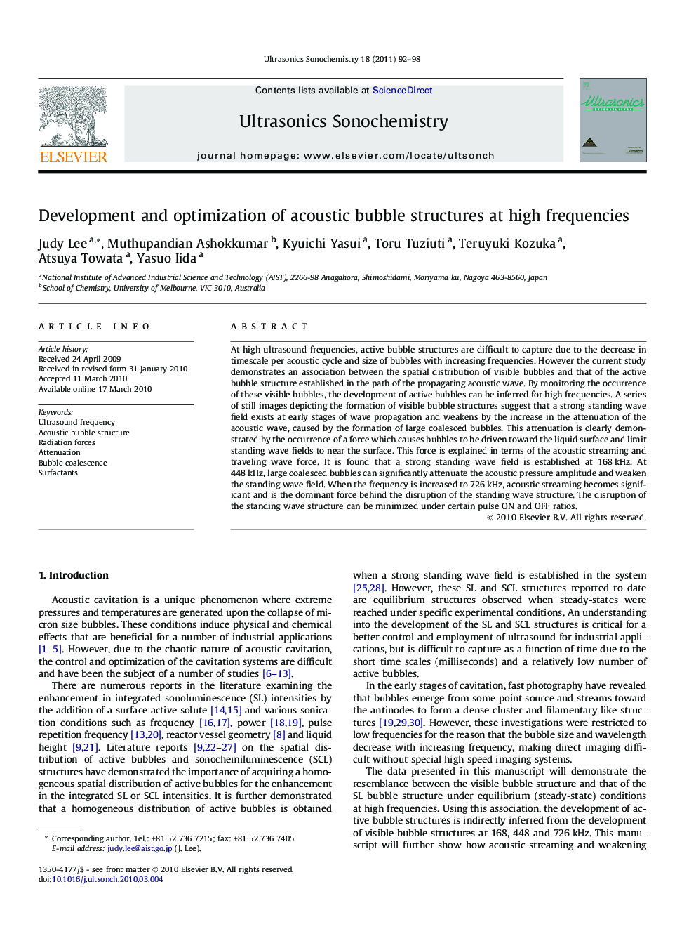 Development and optimization of acoustic bubble structures at high frequencies