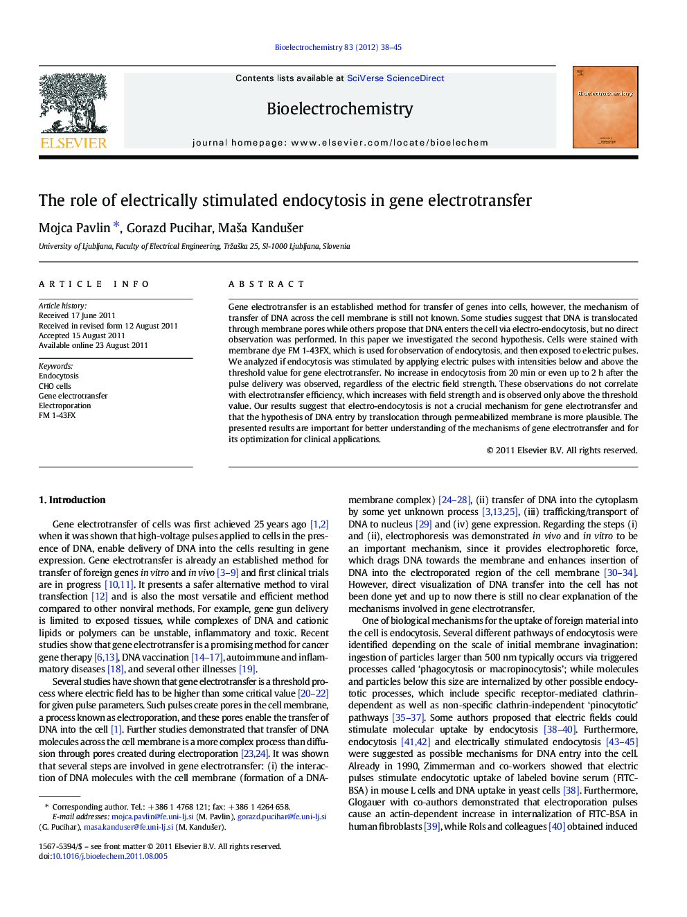 The role of electrically stimulated endocytosis in gene electrotransfer