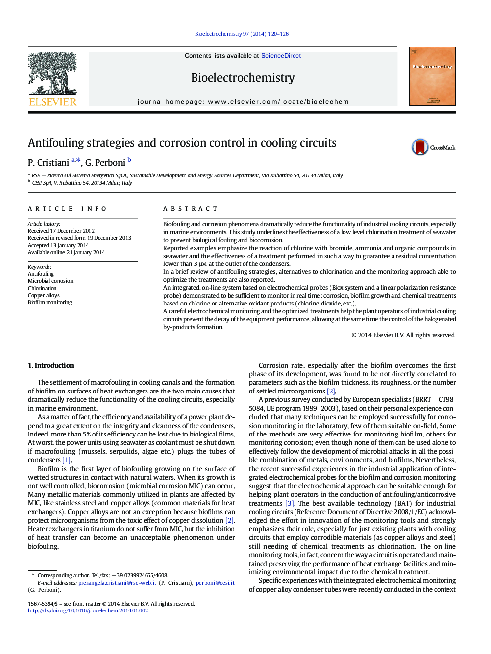 Antifouling strategies and corrosion control in cooling circuits