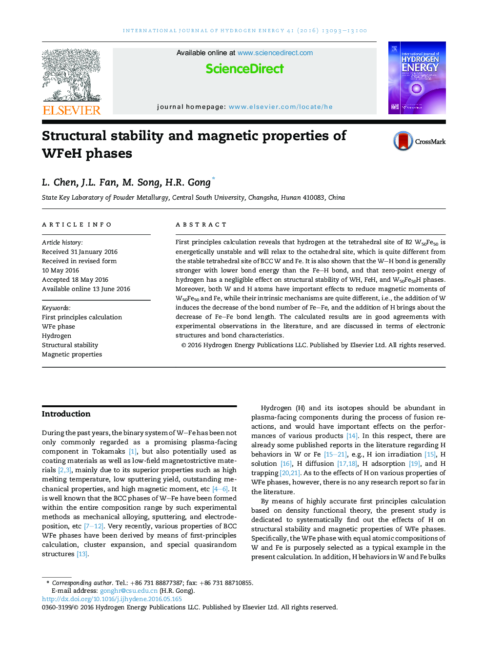 Structural stability and magnetic properties of WFeH phases