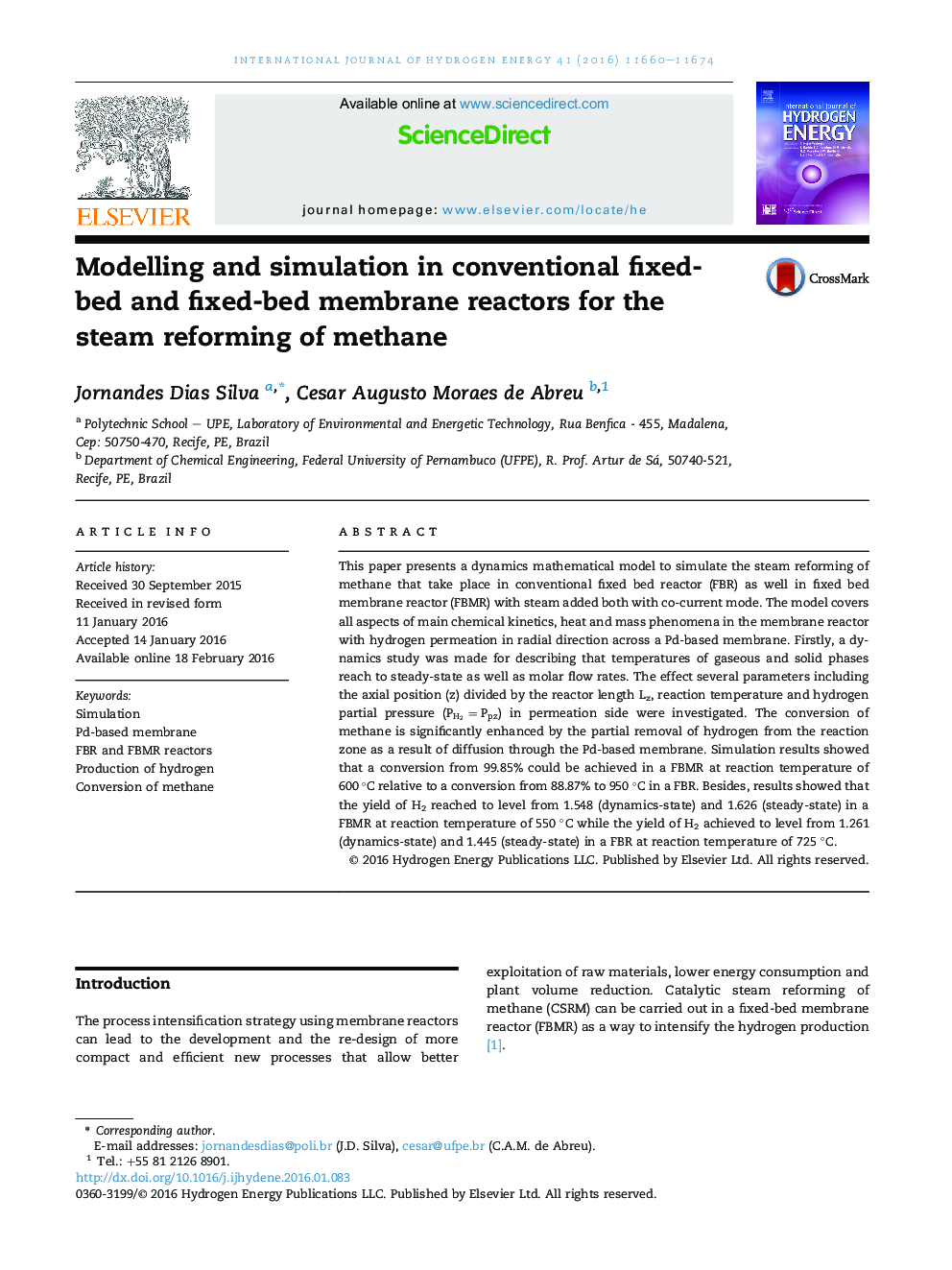 Modelling and simulation in conventional fixed-bed and fixed-bed membrane reactors for the steam reforming of methane