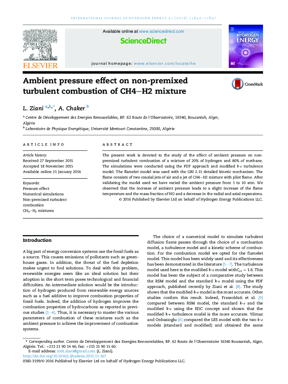 Ambient pressure effect on non-premixed turbulent combustion of CH4–H2 mixture