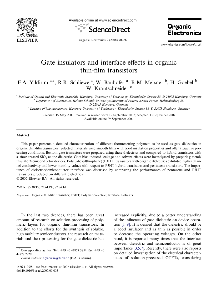 Gate insulators and interface effects in organic thin-film transistors