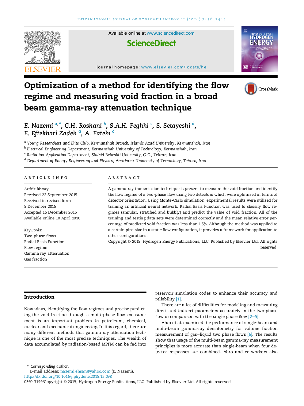 Optimization of a method for identifying the flow regime and measuring void fraction in a broad beam gamma-ray attenuation technique