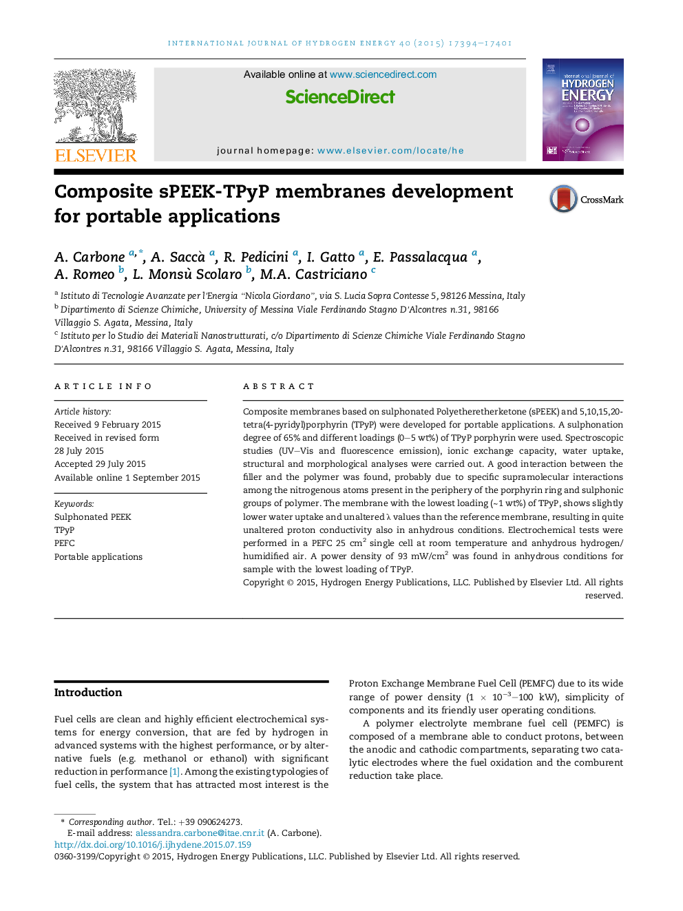 Composite sPEEK-TPyP membranes development for portable applications