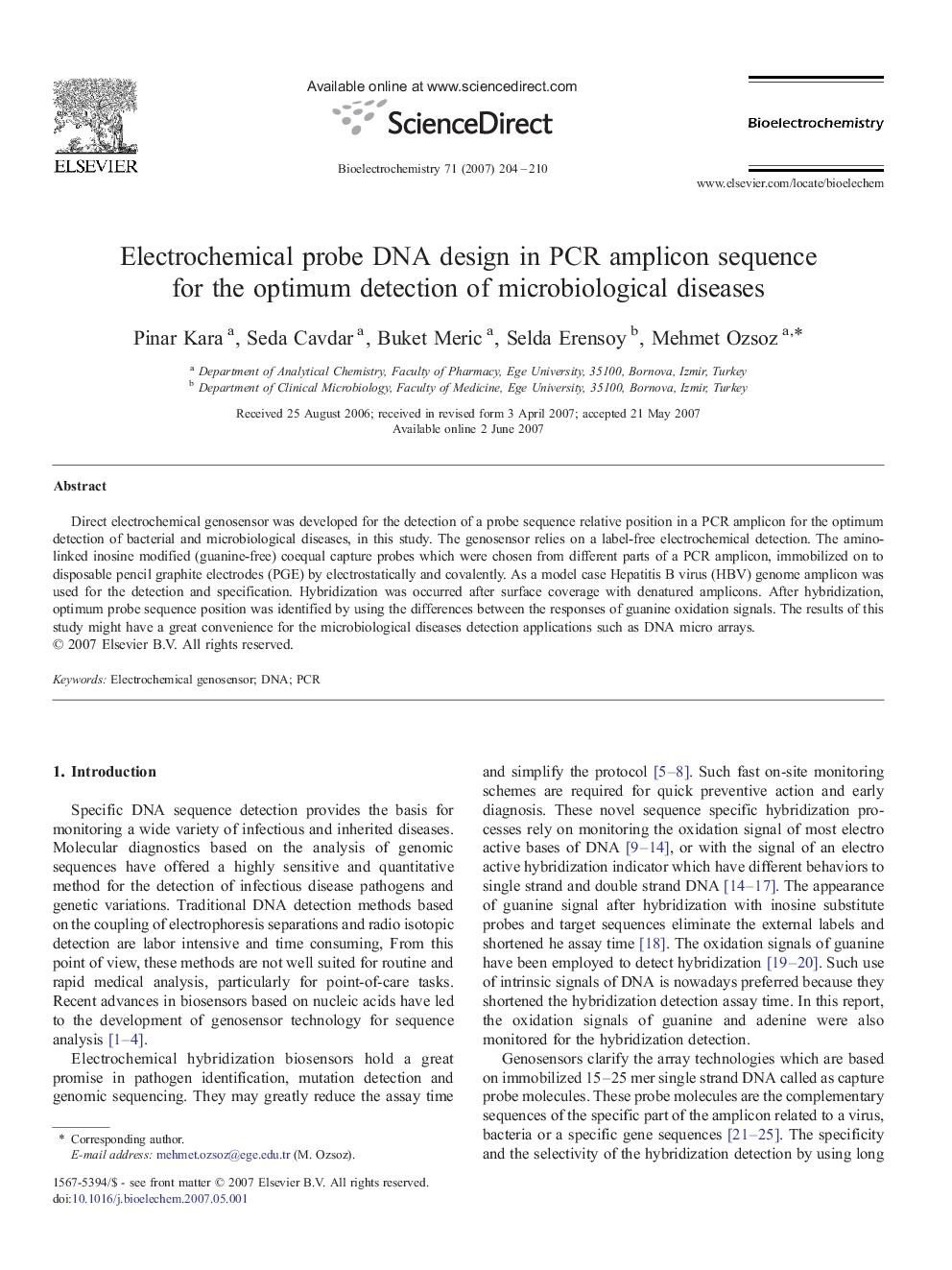 Electrochemical probe DNA design in PCR amplicon sequence for the optimum detection of microbiological diseases